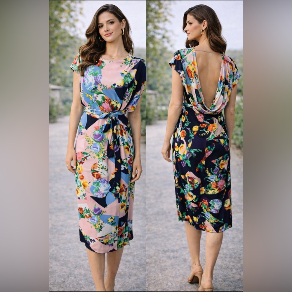 TOPSHOP Midi Dress 2 US EUR 34 XS Extra Small Washable NEW Low Back NEW